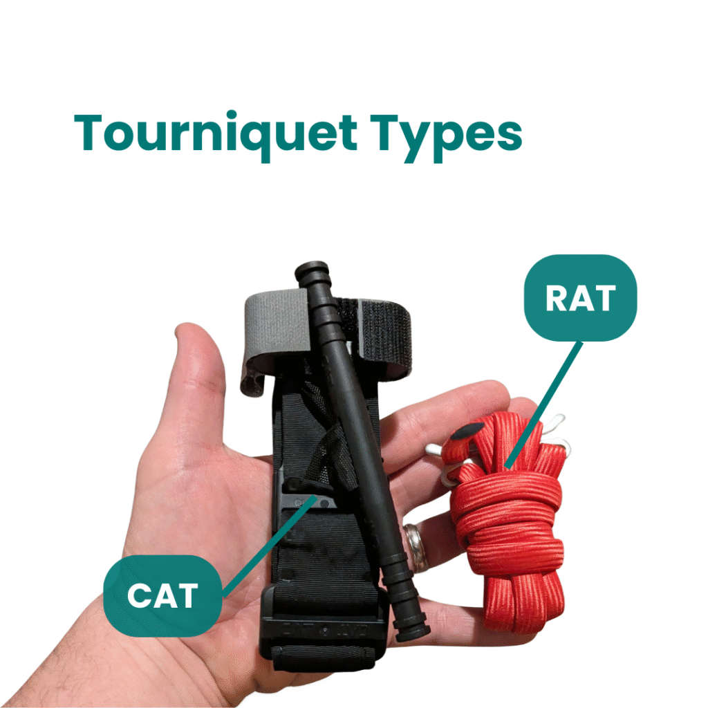 Basic bleed control kit with tourniquet, gauze, and pressure bandage